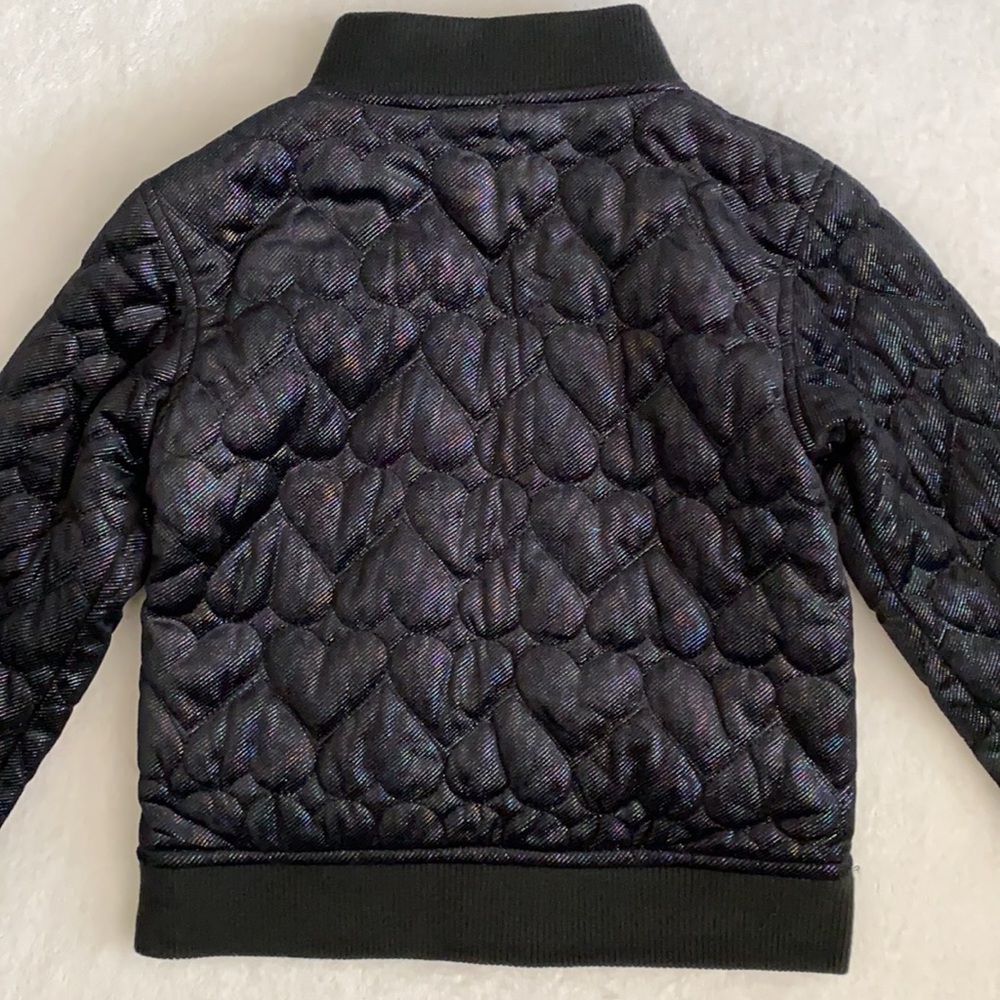 Appaman | Nikki Bomber Jacket Quilted Shiny Metallic Black Hearts A5NSJ-BHT (8) - Picture 15 of 17